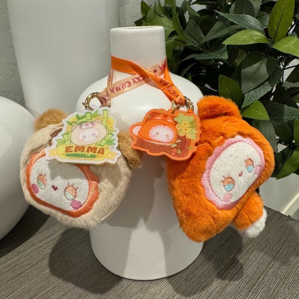 Lot of 2 Lucky Emma Rua Rua Zoo Pendants (Fox and Bear)